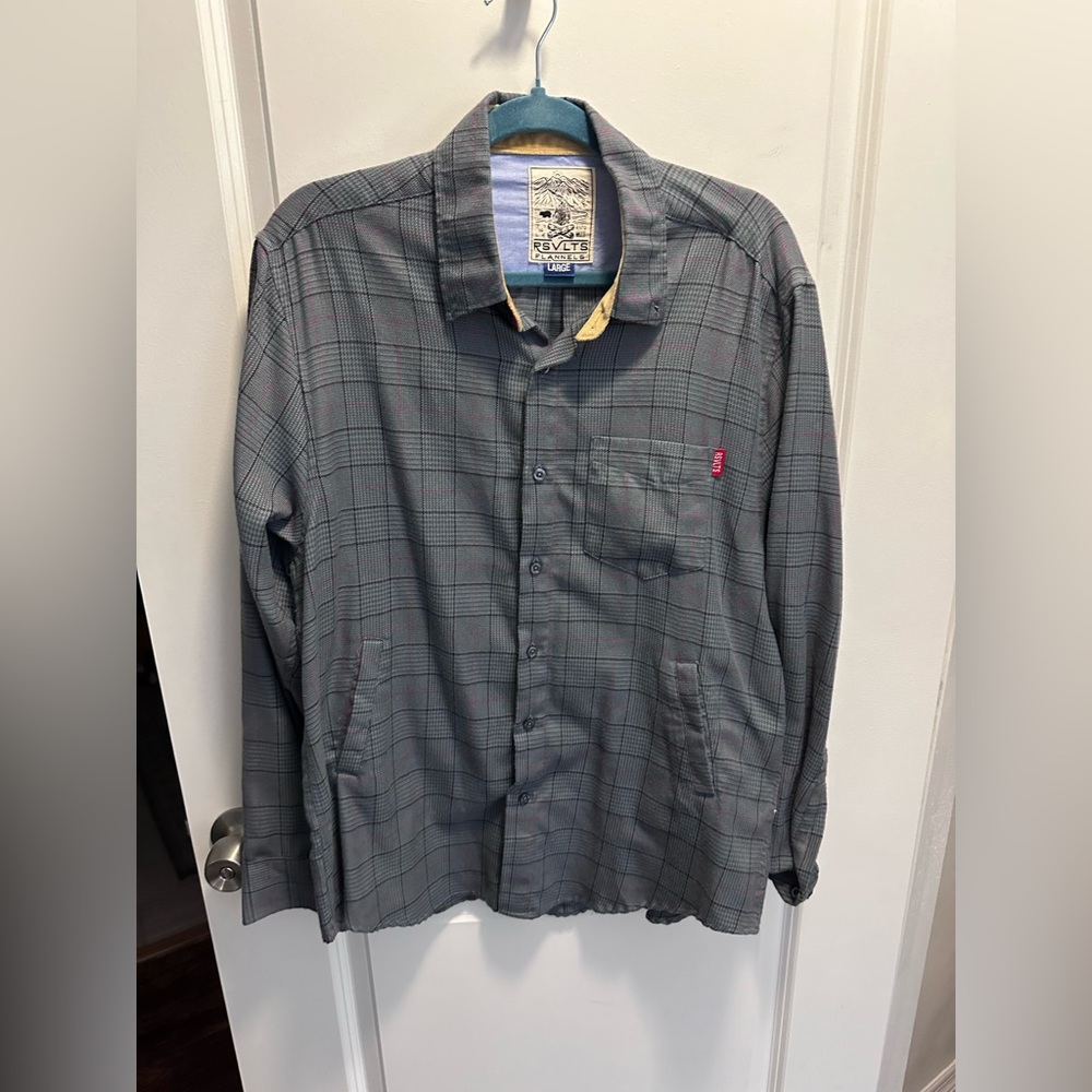 Men’s RSVLTS The Draper Long Sleeve Button Up Flannel Shirt Size Large Worn once